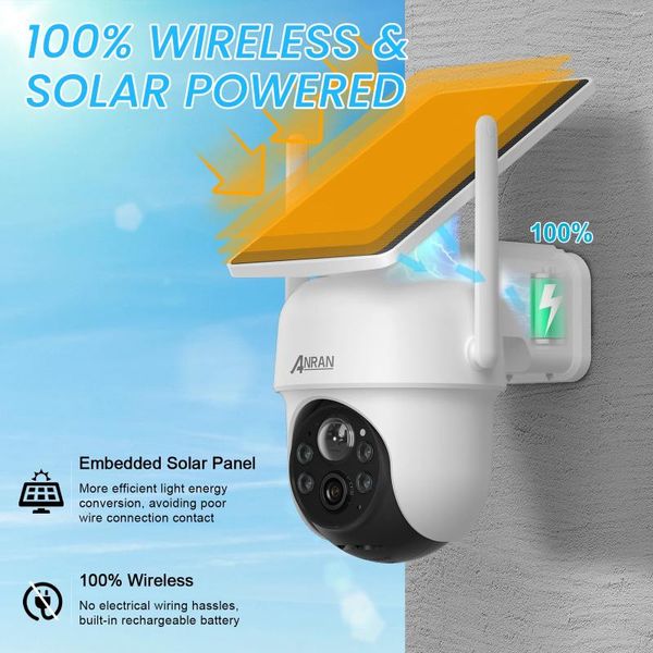 Wi-Fi Солнечная камера Камеры наблюдения для домашней безопасности Батарея PIR Обнаружение гуманоидов ARCCTV