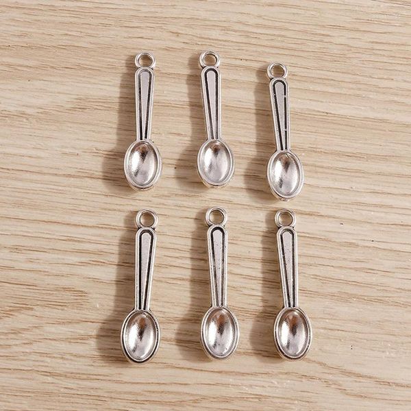 Charms 20 Stück 30 x 8 mm niedliche Legierungs-Löffel-Anhänger für Ohrringe, Halskette, DIY, handgefertigte Schlüsselanhänger, Schmuckherstellung, Zubehör