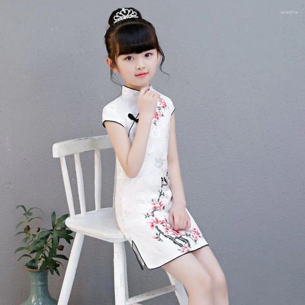 Abbigliamento etnico Adorabile bambino cinese Bambino Ragazza Stampa floreale Abito cheongsam Ragazze Qipao Cotone Anno Regalo Abiti da sera per feste