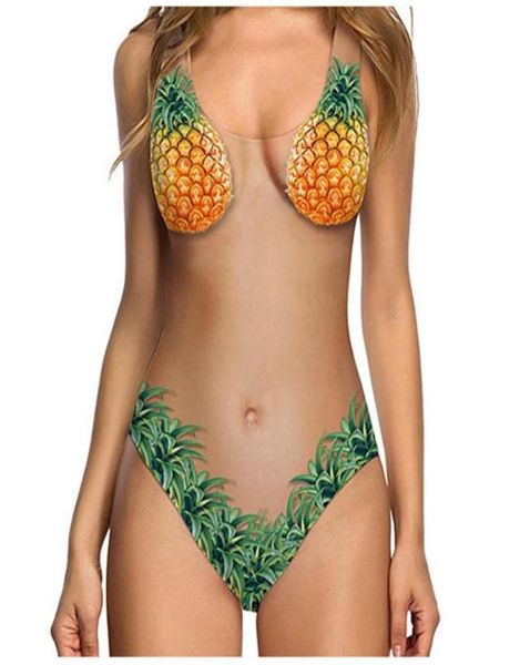 2021 купальник европейский и американский очень сексуальный фруктовый арбузный цвет кожи леди цветок бикини ананас цельный купальник ui6244211