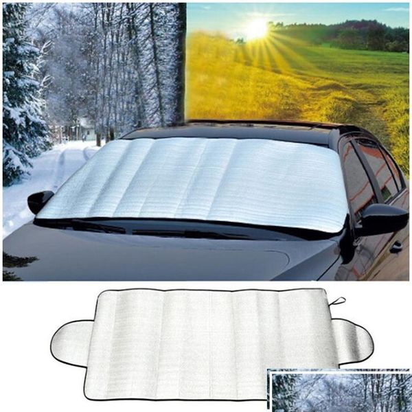 Parasole per Auto Tenda da Neve Tenda da Sole Anteriore e Posteriore in Foglio di Alluminio 150X70Cm Tenda da Sole Parabrezza Visiera Er Protezione Uv Goccia di Ghiaccio Consegna Dhvmc