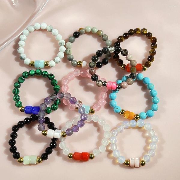 Cluster Rings 3mm Round Natural Stone Beaded Handmade Fashion Jewelry Multi Color Women Wedding Statement Ring Party Gifts Wholesale