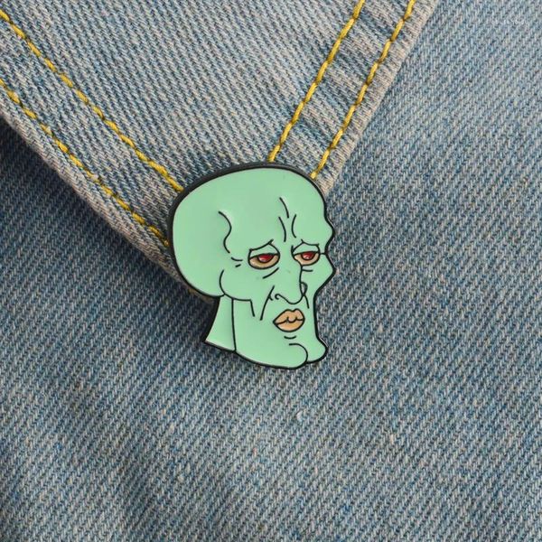 Broches polvo deformado verde personagem de desenho animado cabeça personalidade exagerada broche pode ser usado como um presente de recompensa para incentivar as crianças