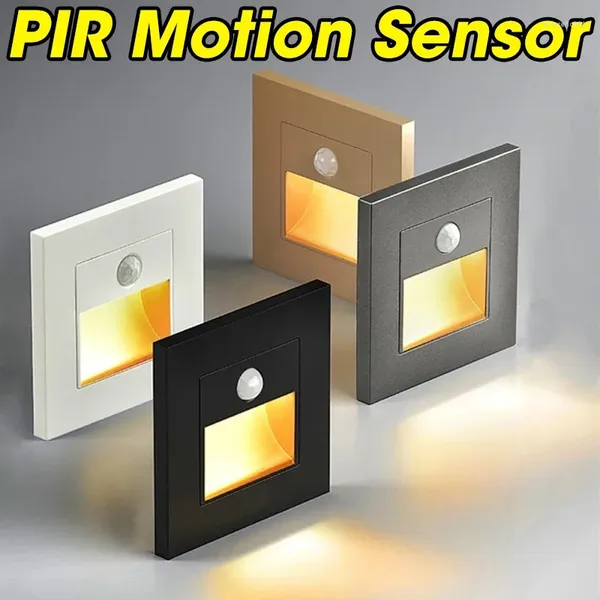 Nachtlichter PIR Bewegungsmelder Sensor LED Treppenlicht Infrarot Menschlicher Körper Induktionslampe Einbaustufen Leiter Treppe Schlafzimmer