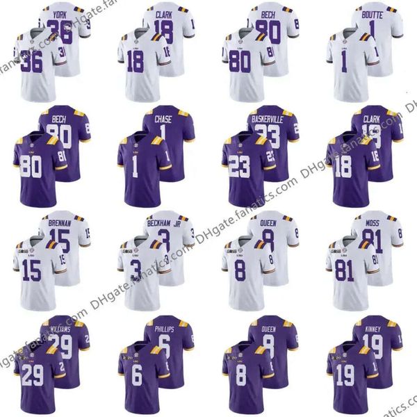 Travin Dural NCAA Lsu Tigers College Football Maglia personalizzata Jarvis Landry Chase Joe Burrow Justin Jefferson Clyde Edwards Helaire Derrius H High igh