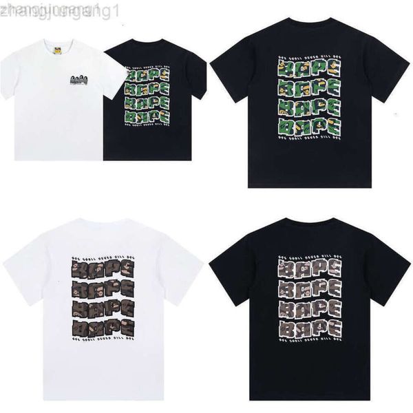 24SS Designer Aape T Shirt Shark Primavera/Estate 2023 New Twisted Camouflage Aape Man Letter Puro cotone per uomo e donna T-shirt a maniche corte di marca di moda