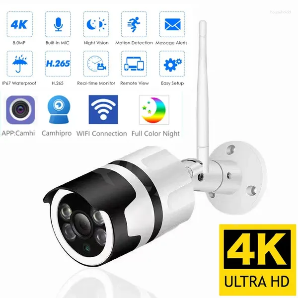 Wifi 8mp 4k câmera ip ao ar livre h.265 onvif bala cctv array visão noturna ir 5mp poe vigilância de vídeo camhi camhipro