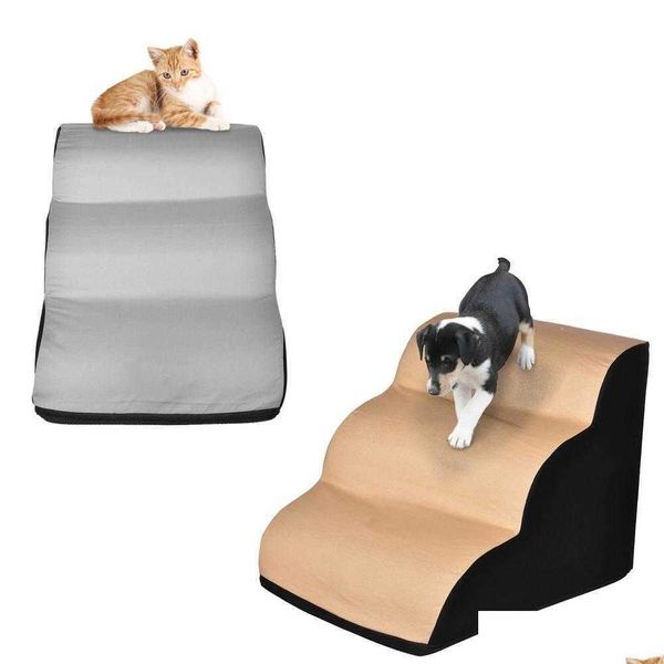 Cuccia Penne Schiuma Pet Dog Cat Scale Scale Antiscivolo Piccola rampa per tubo flessibile Scaletta 3 livelli Cucciolo Gattino Letto Divano Passi Giocattolo da addestramento Drop D Dhm29