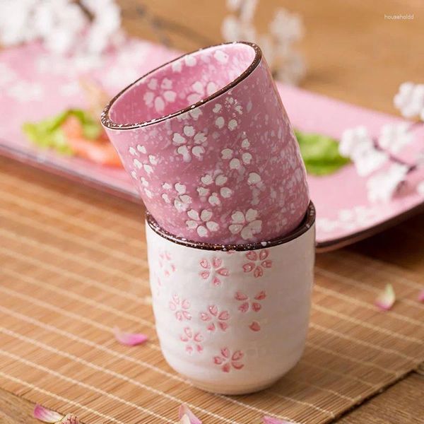 Tazze Stile giapponese Modello Sakura Tazza in ceramica Tazza da tè Tazza da caffè Bicchieri da vino Tazze da acqua Succo di frutta Latte Caffè Articoli per bevande portatili