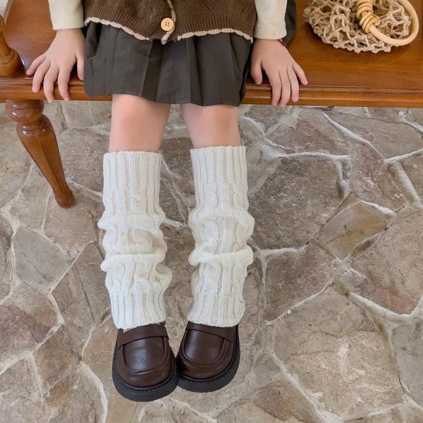 Женские носки, 1 пара зимних вязаных гетр в стиле Лолита, детские сапоги для девочек с манжетами, длинные чулки до колена, теплые сапоги, эластичная куча