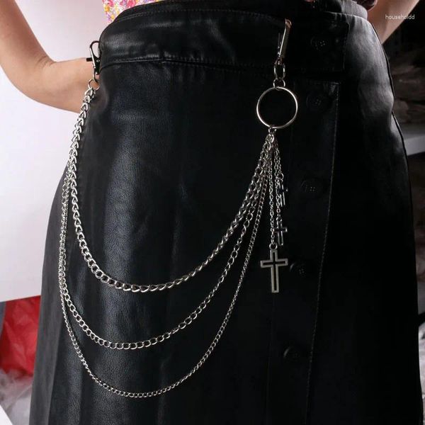 Portachiavi Punk Metal Cross Pantaloni Catena in vita Donna Uomo Portachiavi Clip su catene Cinture Jeans Rock Gioielli Hip Hop