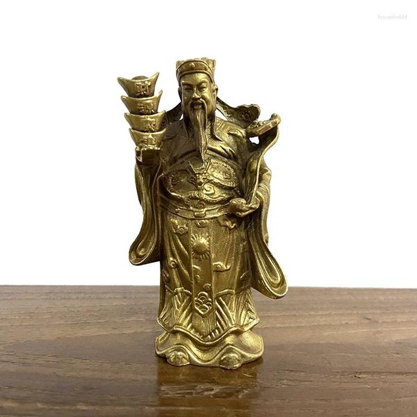 Statuette decorative Bronzo vintage Dio cinese della ricchezza Statue di longevità Decorazione domestica Antichi ornamenti tradizionali Buddha Feng Shui