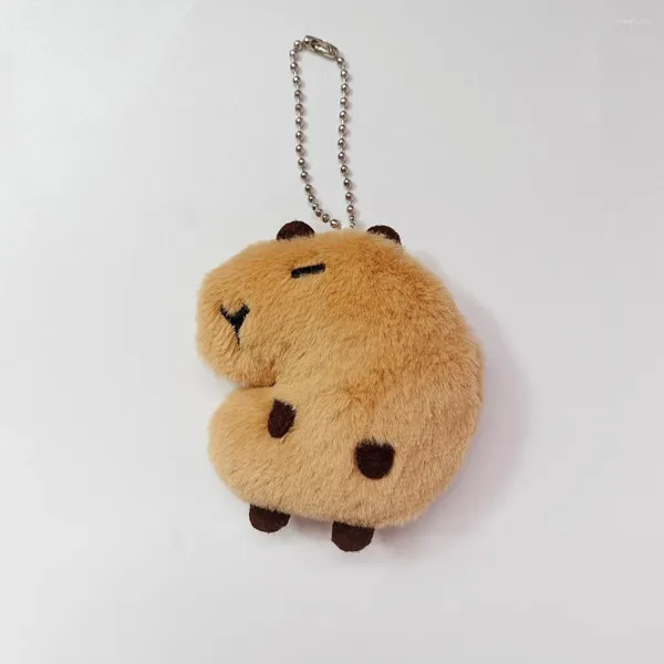 Portachiavi carino farcito Kapibara portachiavi bambola di peluche Squeak giocattolo animale del fumetto Charms borsa catena chiave dell'automobile regalo per le donne ragazza