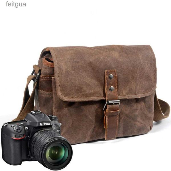 Аксессуары для сумки для фотоаппарата Ретро-сумка Водонепроницаемые пакеты для фотографий DSLR Чехол на плечо для холста Micro Single Messenger Men YQ240204