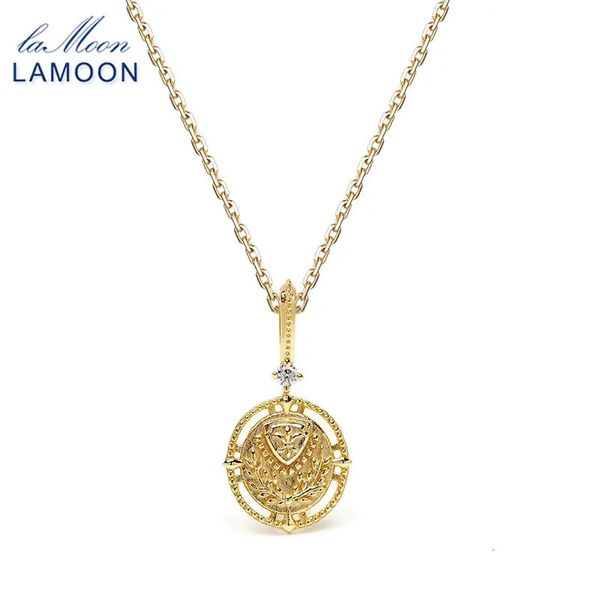 Lamoon colar de moeda da sorte para mulheres 925 prata esterlina mini totem crachá pingente k banhado a ouro joias artesanais ni070 240127