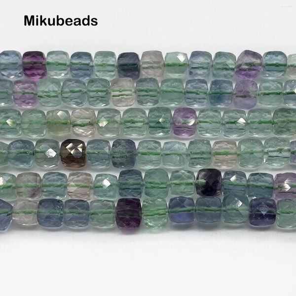 Pedras preciosas soltas atacado natural 5.3mm fluorite facetada contas quadradas para fazer jóias diy pulseiras colar