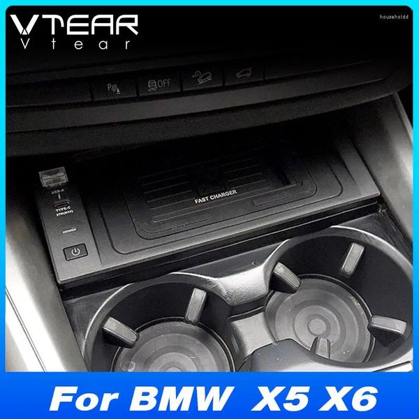 Innenzubehör Qi Auto Drahtloses Ladegerät 15W Schneller Handy-Ladepanel-Adapter für BMW X6 E71 F16 X5 F15 2024-2014