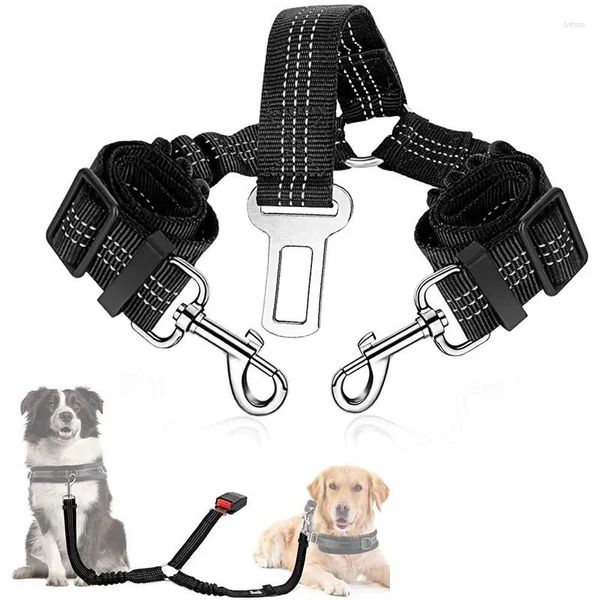 Collari per cani Guinzagli Auto per accessori Guinzaglio regolabile a strisce Sedile Doppia elasticità Cintura di estensione Due veicoli di sicurezza da viaggio Re Dhgs3