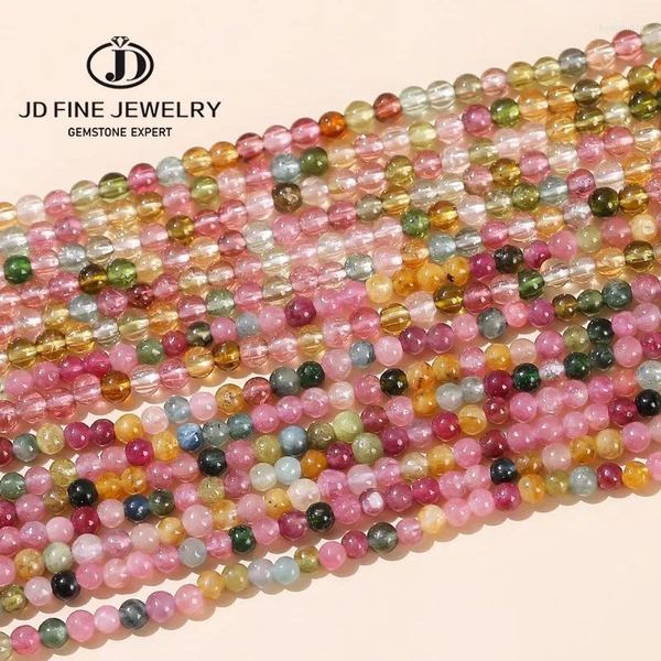 Lose Edelsteine, 5A, natürliches Eis, Bonbonfarben, Turmalin-Perlen, 3 mm, kleine Spacer-Perlen für Schmuckherstellung, DIY-Armband, Halskette, Zubehör