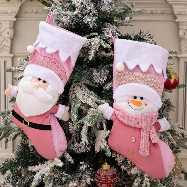 Decorazioni natalizie Stocking Pink Babbo Natale Snowman Top White Top grande capacità di Natale riutilizzabile Borsa Regalo Regalo Calzino Calza Calza