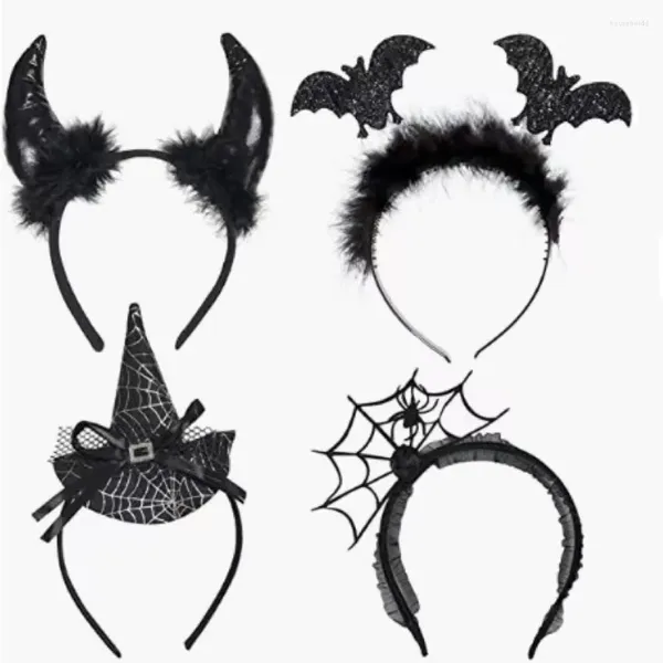 Украшение для вечеринки на Хэллоуин, повязка для волос с дьяволом, паутина, повязка на голову для танца ведьмы, реквизит, фестиваль призраков, обруч на голову летучей мыши