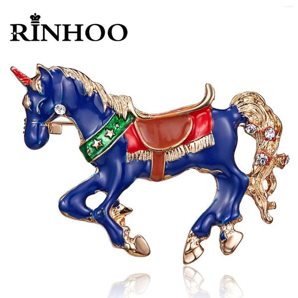 Spille Rinhoo Strass Cavallo Donna Vintage Divertente Simpatico Cartone Animato Piccola Spilla Pin Distintivo Animale Moda Zaino Gioielli