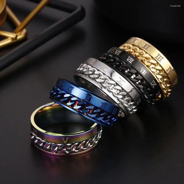 Cluster Ringe Edelstahl Ring Titan Angst Entspannende Männer Paar Band Metall Spinner Punk Modeschmuck Power Sense Geschenke