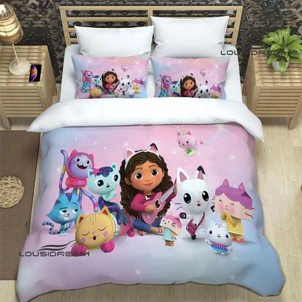 Conjuntos de cama Gabby's Dollhouse Exquisite Bed Suprimentos Set Duvet Cover Consolador Luxo Presente de Aniversário