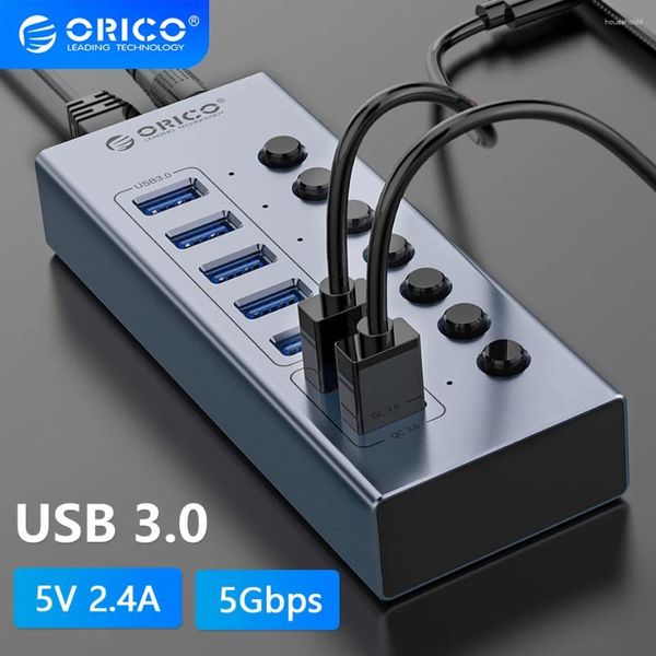 Hub USB multiplo Presa docking switch splitter per diverse porte con chiave on-off Adattatore per caricabatterie con slot multiplo 3.0