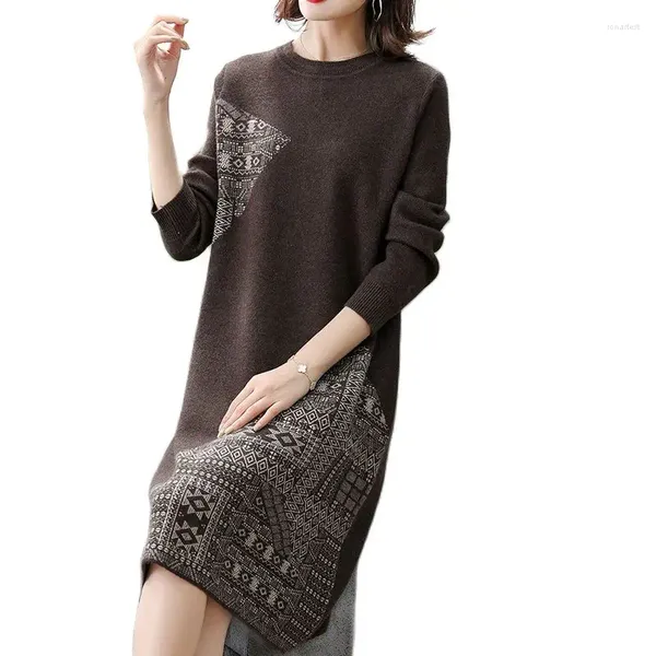 Casual Kleider Vintage Mutter Oansatz Pullover Kleid frauen Kleidung Herbst Winter Gestrickte Pullover D1302