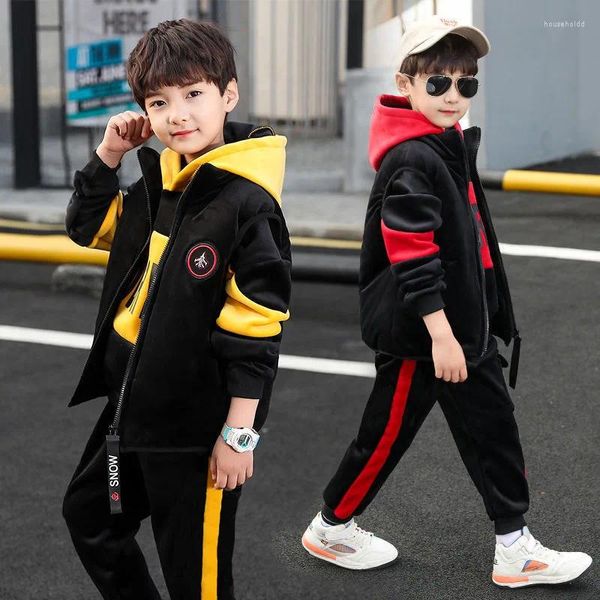 Kleidungssets EuerDoDo 3 Teile/satz Jungen Kinder Kleidung Für Teenager Kinder Outfits Weste Hoodies Tops Hosen Herbst Winter Anzug Warm