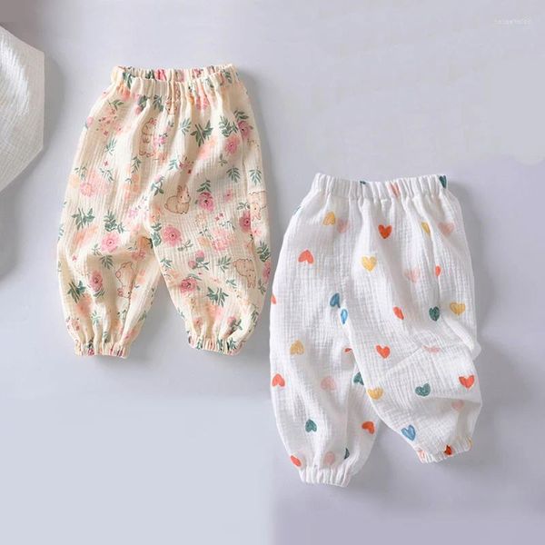 Pantaloni Estate Ragazze Pantaloni di cotone Casual Bambini Lino Sciolto PP Babys Boys Lanterna morbida e traspirante