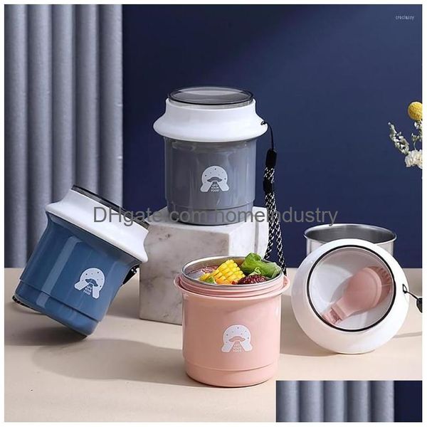 Garrafas de água 1 conjunto fácil de limpar caneca térmica destacável forro escolar estudante portátil garrafa térmica café da manhã copo de leite manter quente dr dhzpj