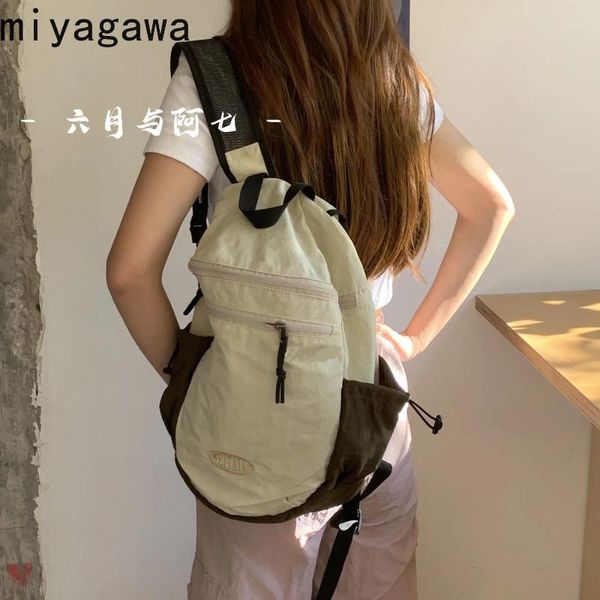 Sacos escolares Miyagawa Schoolbag para mulheres Coreano Instagram Color Matching Mochilas Estudantes Universitários Mochila 2024 Saco