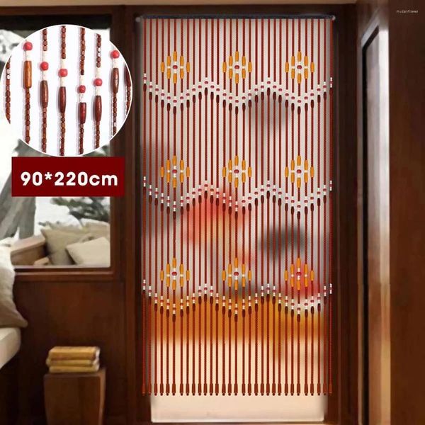 Perde 31 Çizgiler Dalga El yapımı ekran ahşap boncuklar 90x220cm Sundurma Yatak Odası Oturma Odası Bölücü için Kapı Panjurları