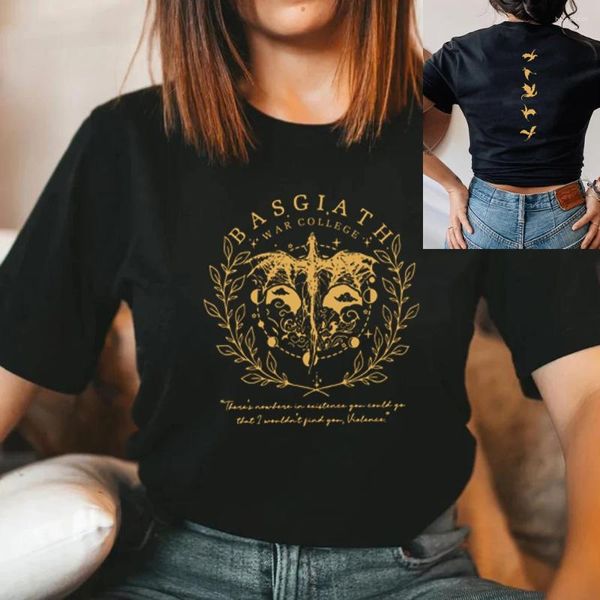 Damen T-Shirts Fourth Wing Doppelseitiges T-Shirt Basgiath War College Shirt Dragon Rider T-Shirts Frauen Kleidung Vintage Bookish Tee
