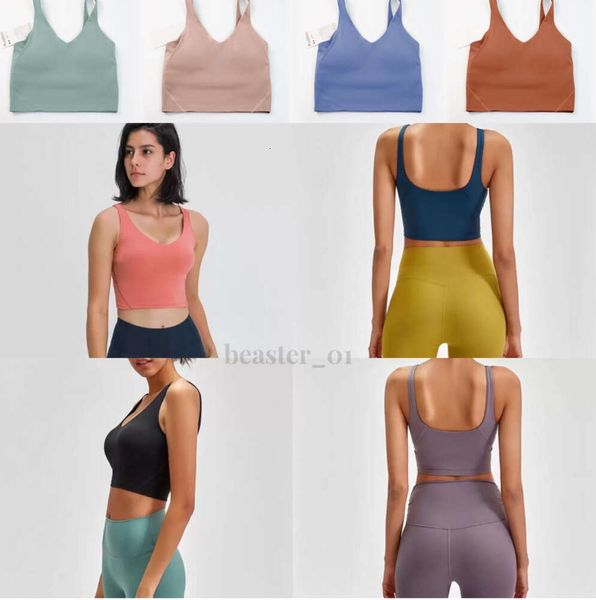 2024 Align Sport Yoga Canotte Reggiseno Abbigliamento da palestra Intimo da donna Camisole Camis Antiurto Icona della moda da corsa Allenamento fitness U Indietro Top imbottiti sexy Gilet 66