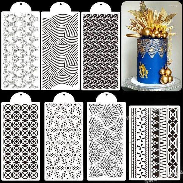 Moldes de cozimento DIY Bolo Stencil Template Mperial Wedding Lace Decoração Ferramenta Pastelaria Fondant Padrão Impressão