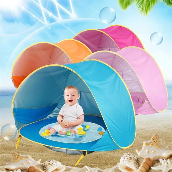 Tenda da spiaggia per bambini Piscina all'ombra Protezione UV Riparo per il sole Giocattoli da esterno per bambini Nuoto Casa da gioco per bambini Bambini 240202
