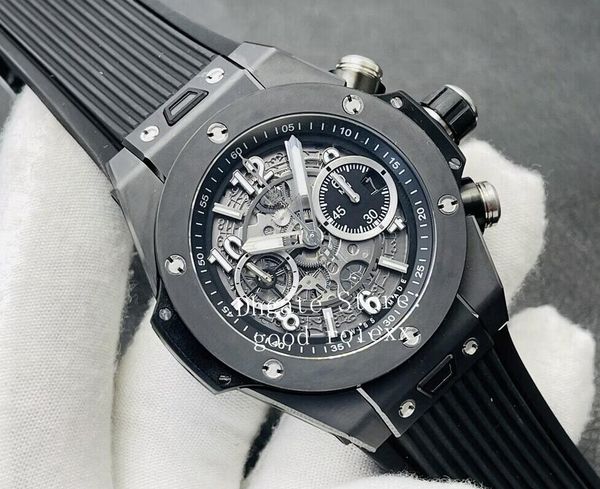 Orologio cronografo da uomo 42mm Orologi da uomo Automatico Cal.1280 Movimento Cassa in ceramica BbF Skeleton Sport Valjoux Vetro zaffiro Eta Orologi da polso in gomma