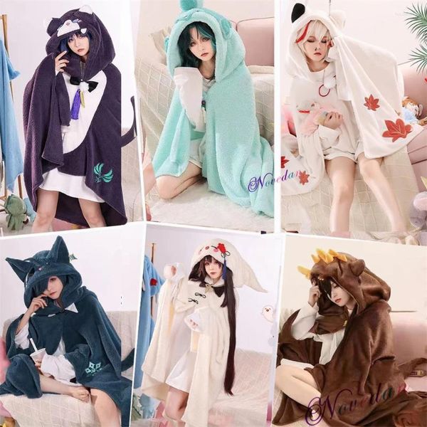 Cobertores Genshin Impact Xiao Hutao Ghost Wanderer Viajante Kazuha Cosplay Cobertor Capa Capa Engraçada Pijama de Lã Anime Traje Com Capuz