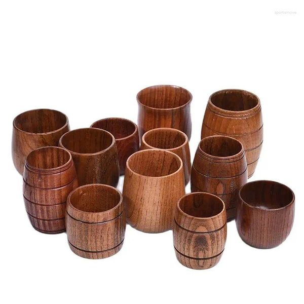 Canecas Home Wood Craft Xícara de chá de madeira Caneca japonesa Copos de vinho