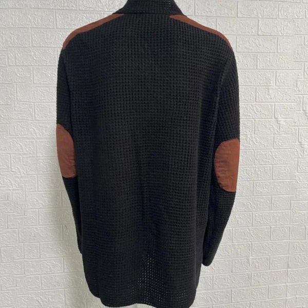 Maglioni da uomo Cardigan versatile Inverno Autunno Cappotto maglione lavorato a maglia monopetto con risvolto con abbinamenti di colori patchwork per uomo