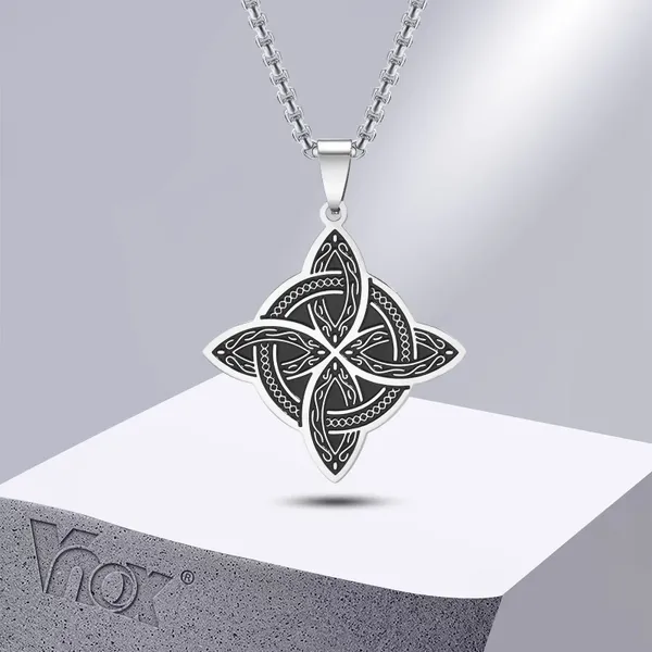 Ожерелья с подвеской Vnox, ожерелье с кельтским узлом для мужчин, водостойкий воротник из нержавеющей стали с ирландским геометрическим воротником, счастливые духовные подарки, ювелирные изделия