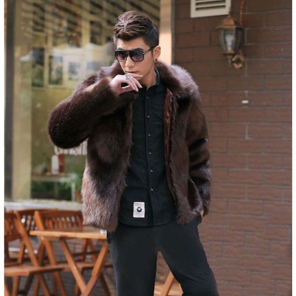 Designer Winter Fashion Mens Cappotto in pelliccia artificiale High End Flip Collar in pelle IBCX