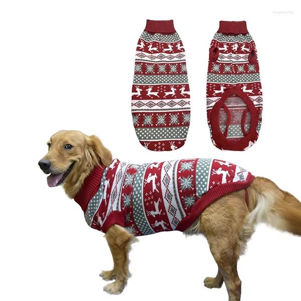 Vestuário para cães Feio Natal Rena Suéter Xmas Pet Winter Knitwear Roupas Quentes Gola Alta Roupa para Cães Médios Grandes