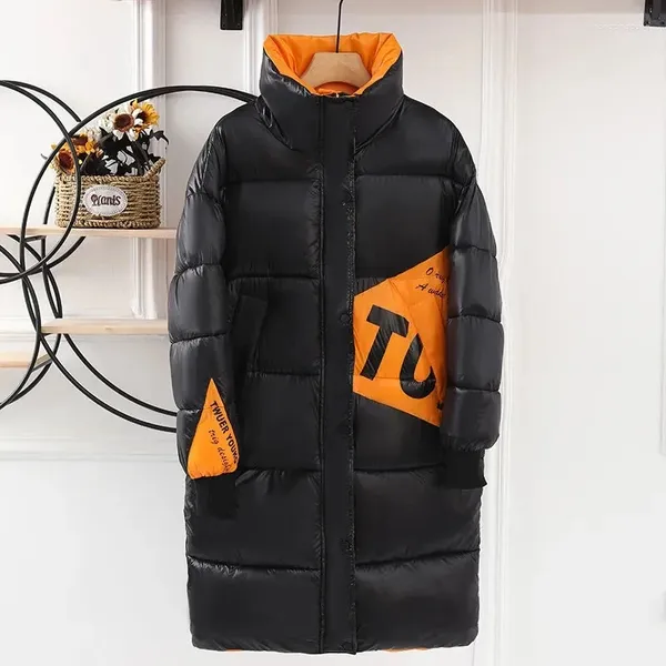 Trench da donna Giacca invernale da donna Lavaggio brillante Parka gratuito 2024 Cappotto lungo in cotone con stampa allentata Cappotto caldo spesso imbottito femminile