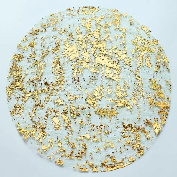 Masa Paspasları 100 PCS Metalik Folyo Placemats 33cm Yuvarlak Süper İnce Tek Kullanımlık Glitter Altın Düğün Doğum Günü Partisi Ev Dekor