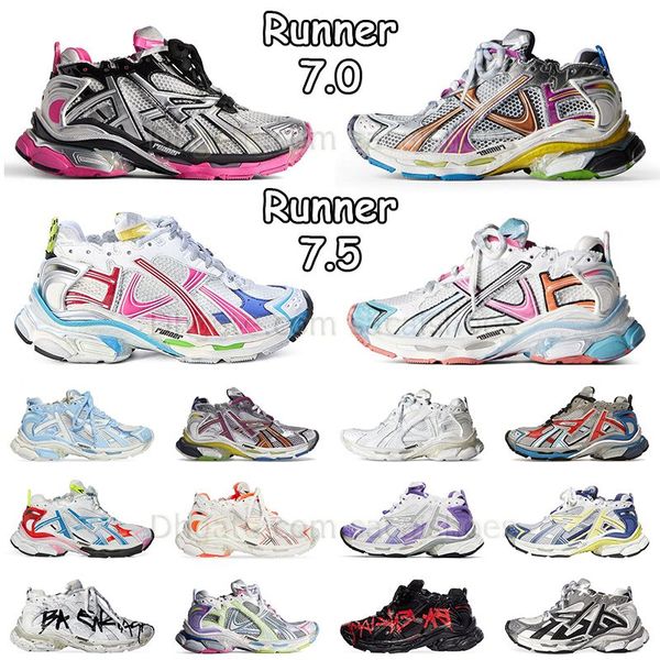 Sapatos casuais designers mulheres homens scarpe paris corredor 7.0 7.5 transmitir treinadores preto branco rosa azul desconstrução tênis jogging caminhadas corredores 7 tênis
