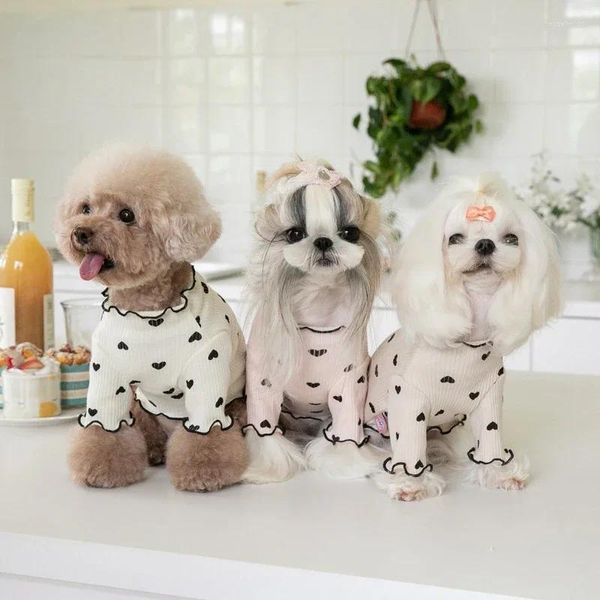Abbigliamento per cani Maglietta Love Camicia in cotone traspirante Gilet morbido per gatti per vestiti di Chihuahua Bulldog francese di taglia piccola e media Abito natalizio